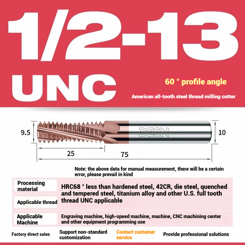 1115-65° high hard tungsten carbide thread milling cutter Long tooth full tooth alloy American thread milling cutter UNC UNF aluminum stainless steel Shandong Denso Pricision Tools Co.,Ltd.